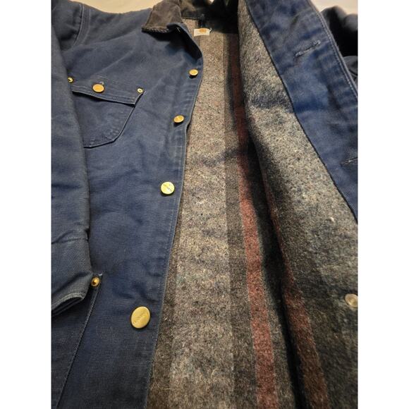 Carhartt Men's Blanket Lined Navy Blue Size 2XL In Great Condition Jacket - Picture 4 of 10
